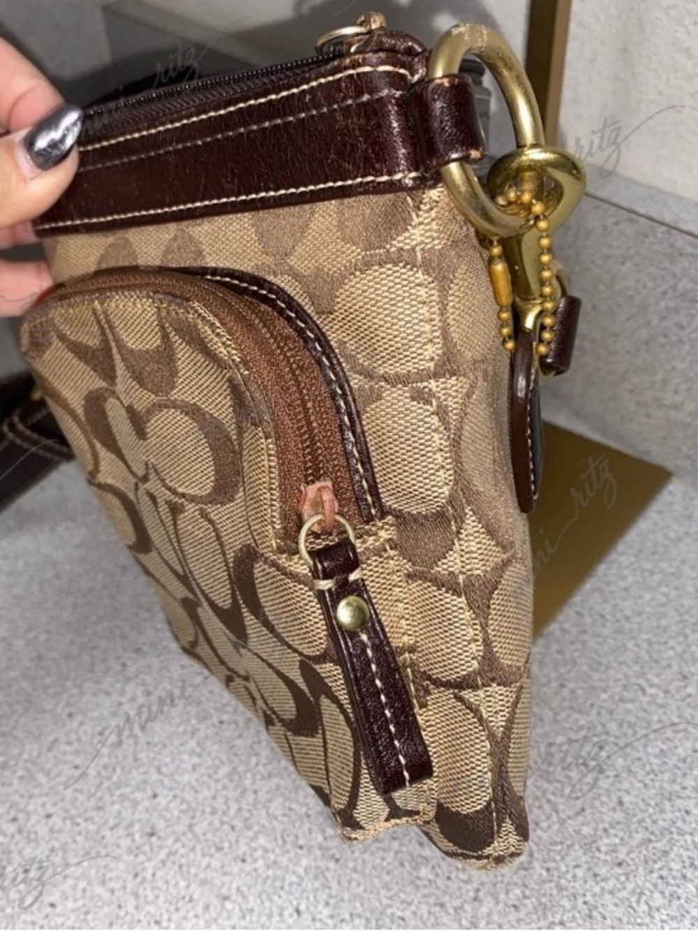 Coach Vintage Signature 2-Way Belt Khaki Bag GUC - Picture 9 of 16